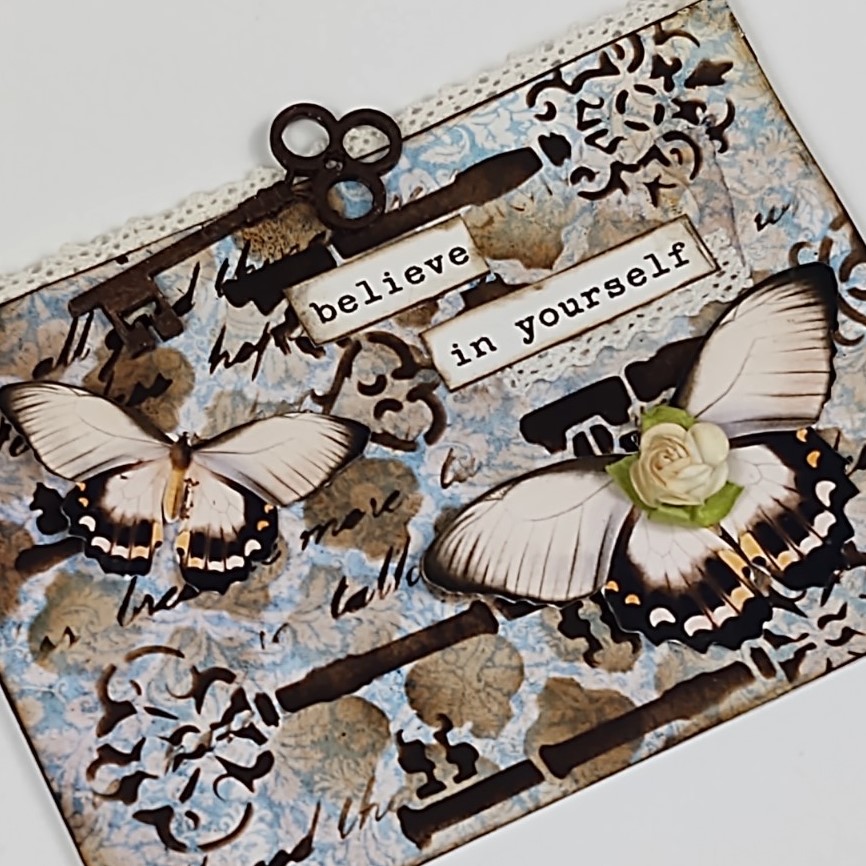 vintage butterfly index card
