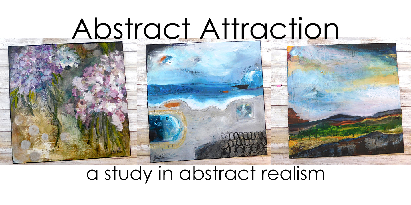 Three abstract mixed media art pieces for Abstract Attraction workshop