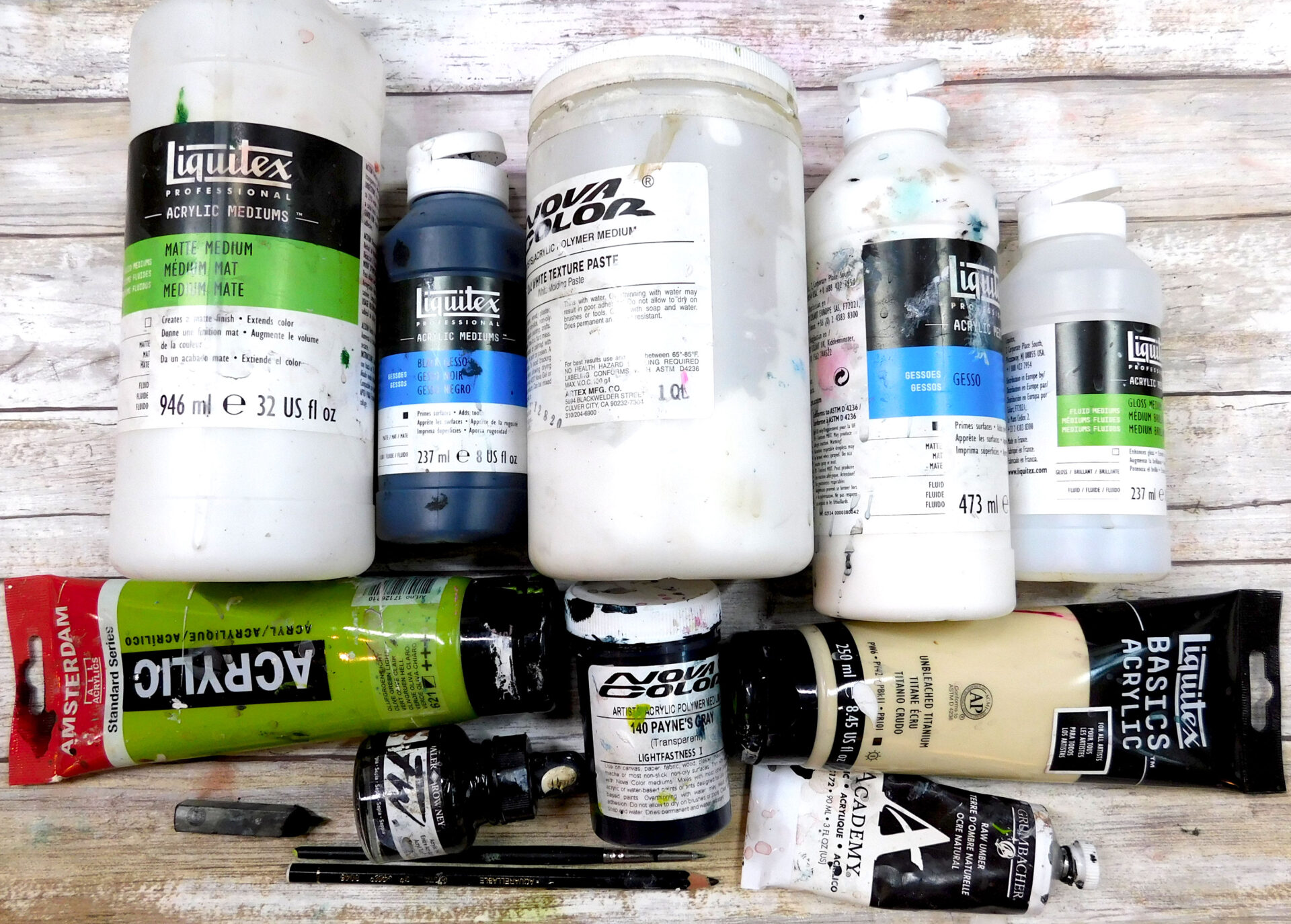 Supplies used in mixed media abstract