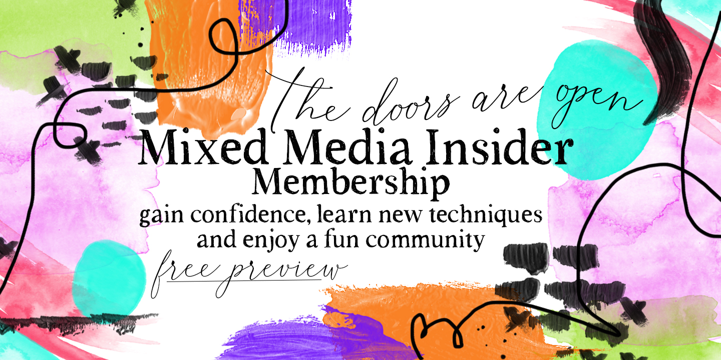 Colorful banner for the mixed media insider membership