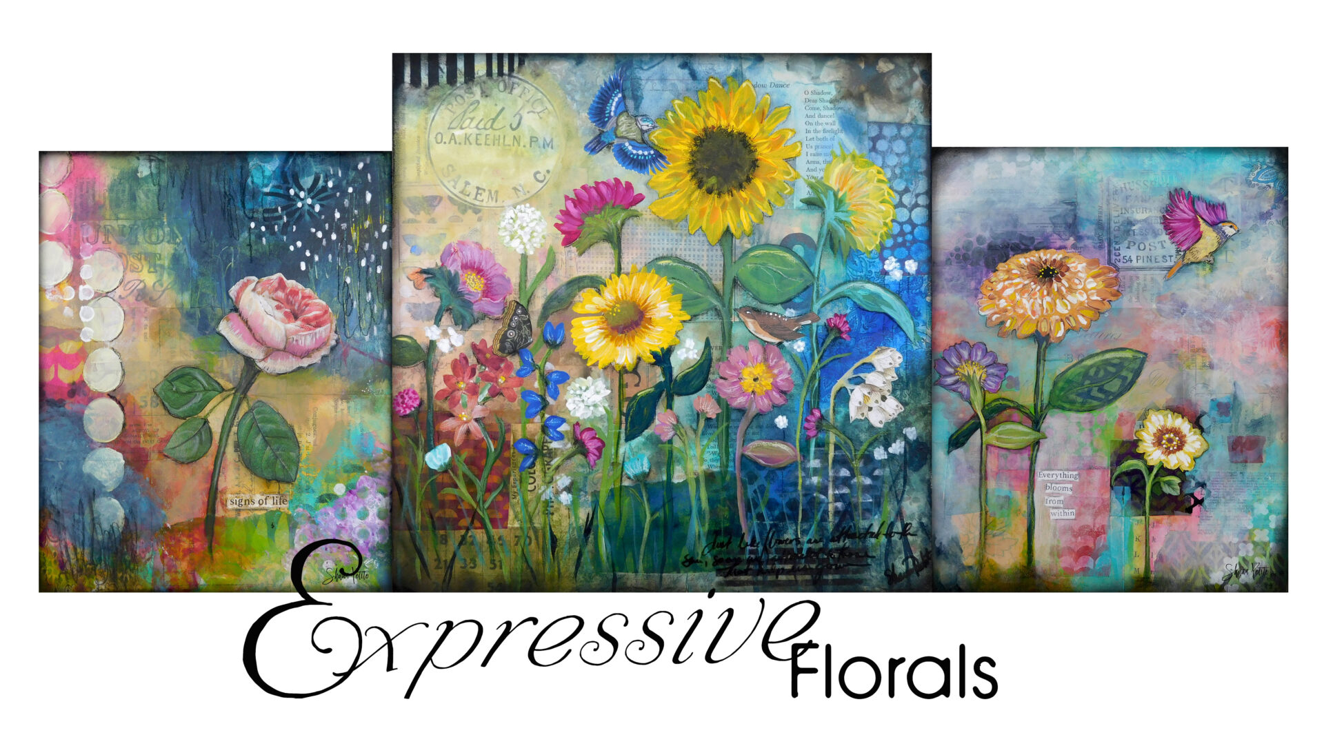 Colorful floral banner for Expressive Florals workshop