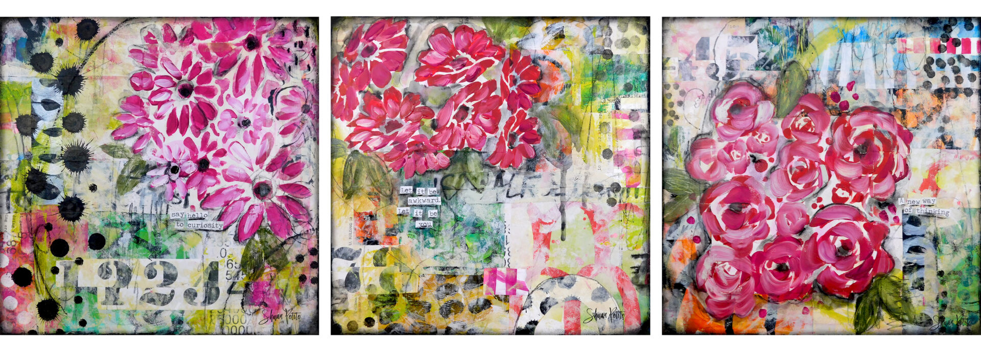 Mixed media floral abstract art series
